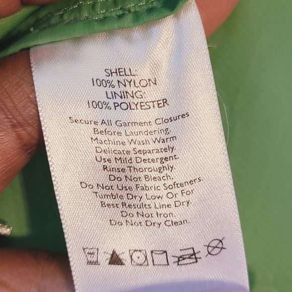 Eddie Bauer | Women's Green & Gray Full Zipper Nylon Rain Jacket (Size Large) - Picture 6 of 15